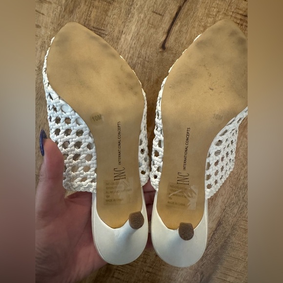 INC international concepts Celestia pointed mule slip on heels basket weave EUC - Picture 3 of 5